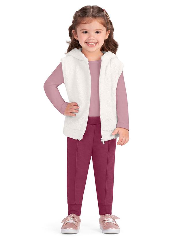 Alenice - Colete em Pelo com Capuz Menina Branco 2