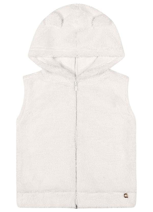 Alenice - Colete em Pelo com Capuz Menina Branco 3