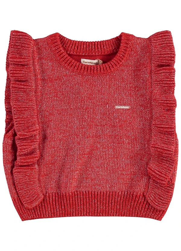 Carinhoso - Colete em Tricô com Babado Vermelho 3