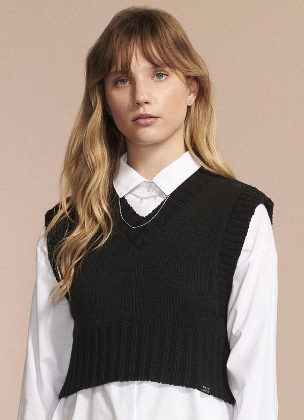 Authoria - Colete Feminino Detricot Preto