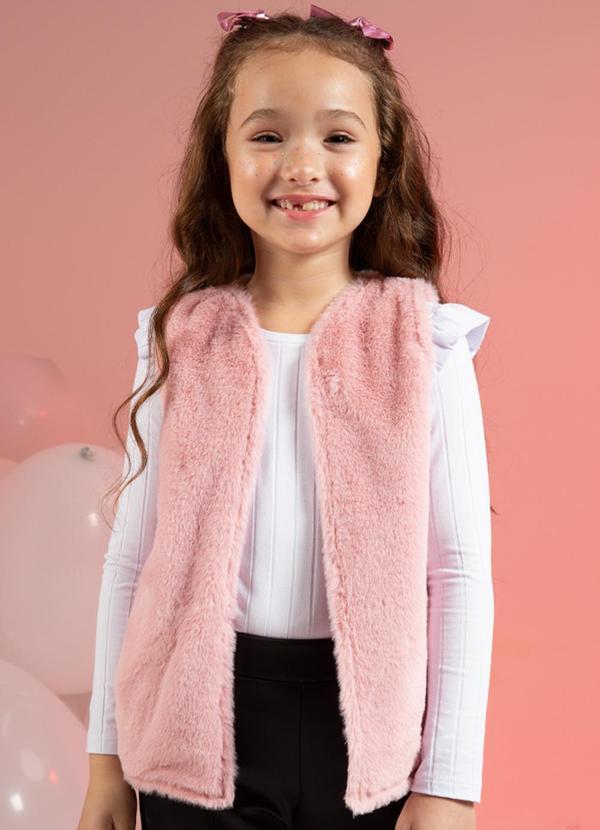 Cativa Kids - Colete Feminino Infantil Peluciado Rosa