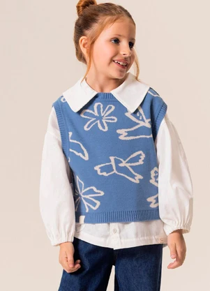 Bugbee - Colete Infantil em Tricô Estampado Branco - BUGBEE