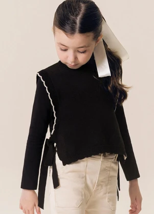 Bugbee - Colete Infantil em Tricô Preto - BUGBEE