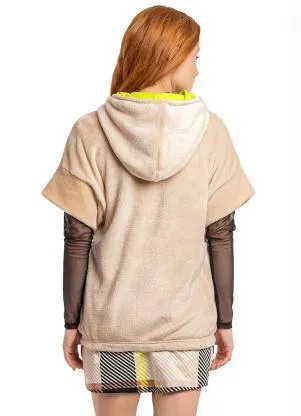 Gloss - Colete Infantil Menina em Fleece Bege - GLOSS