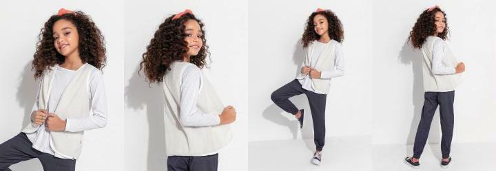 Colete Infantil Off White de Pelos Sintticos