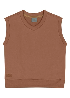 Quimby - Colete Infantil Unissex em Moletom Marrom - QUIMBY