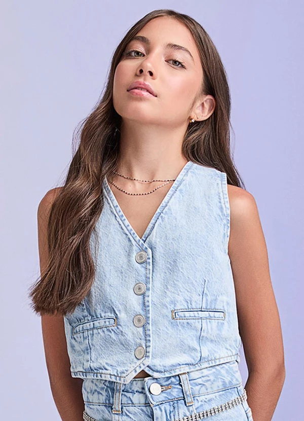 I Am - Colete Jeans Claro Azul