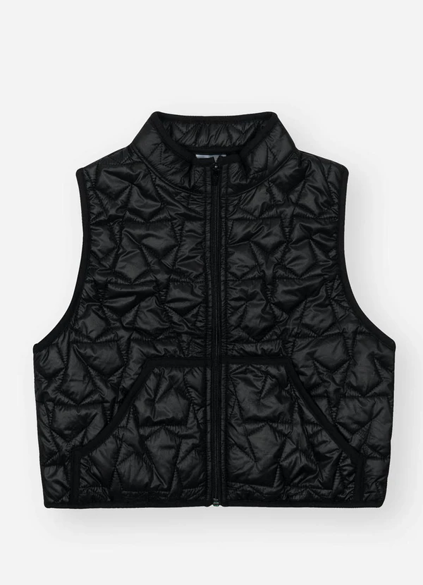 Catavento - Colete Menina em Matelassê Estrelado Preto 5