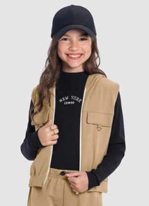 Young Class - Colete Menina em Moletom Marrom - YOUNG CLASS