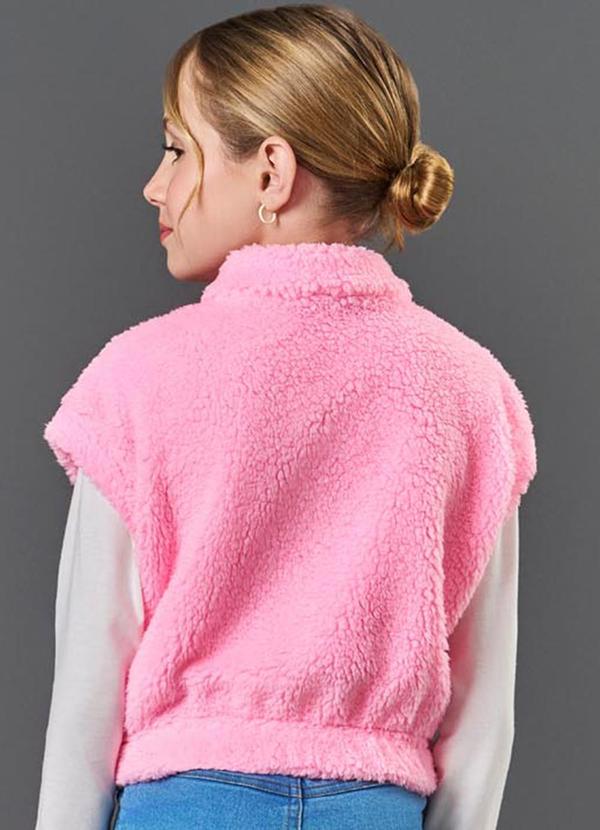 Catavento - Colete Menina em Pelo Carneirinho Rosa 2