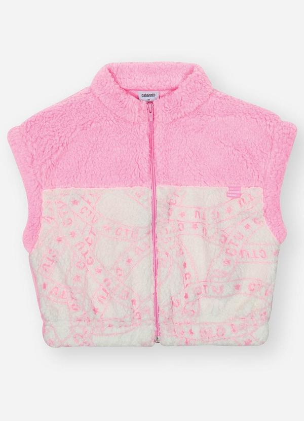 Catavento - Colete Menina em Pelo Carneirinho Rosa 5