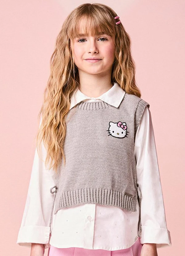 Momi - Colete Menina Infantil de Tricot da Hello Kitty
