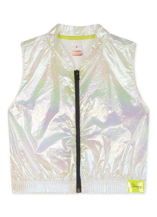 Marisol - Colete Metalizado Infantil Feminino Branco