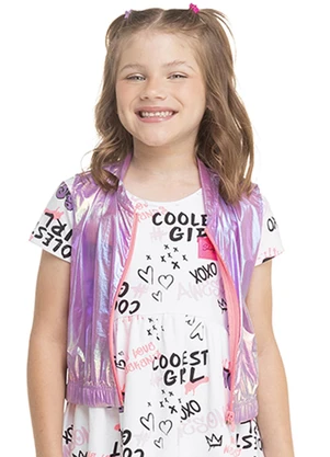 Marisol - Colete Metalizado Infantil Feminino Rosa - MARISOL