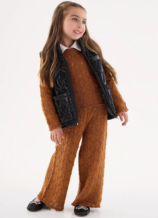 Up Baby - Colete Puffer Infantil para Menina Preto 2