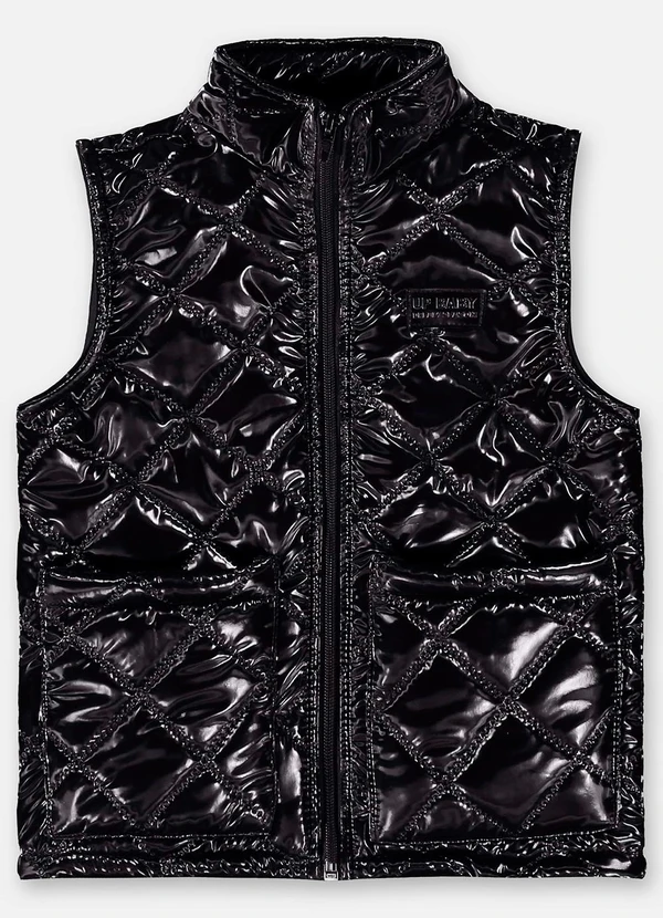 Up Baby - Colete Puffer Infantil para Menina Preto 3