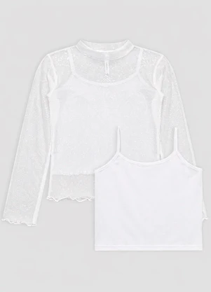 Turminha - Conjunto Gola Alta e Top Cotton Branco - TURMINHA