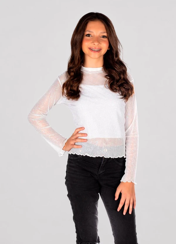 Turminha - Conjunto Gola Alta e Top Cotton Branco