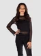 Turminha - Blusa Gola Alta Tule Brilhoso e Top Cotton Preto - variação: Preto