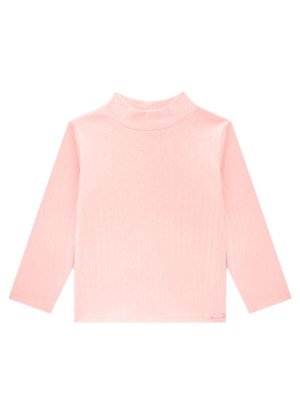 Milli e Nina - Blusa Infantil Manga Longa em Canelado Maxi Rosa