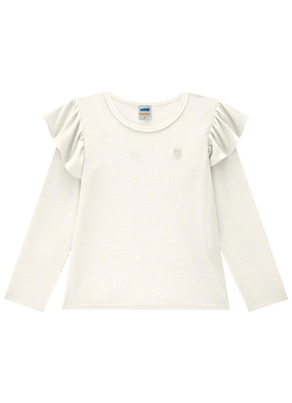 Marlan - Blusa Infantil Manga Longa em Malha Lurex Bege