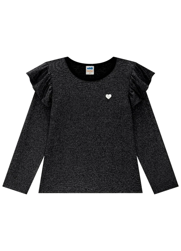 Marlan - Blusa Infantil Manga Longa em Malha Lurex Preto 3