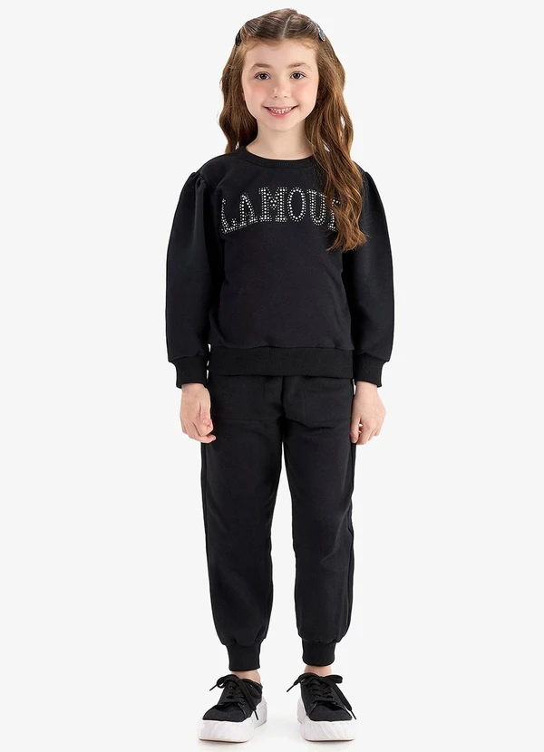 Rovi Kids - Blusão com Calça Moletom Preto