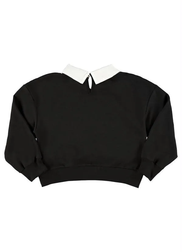 Quimby - Blusão Cropped Moletom Infantil Preto 5