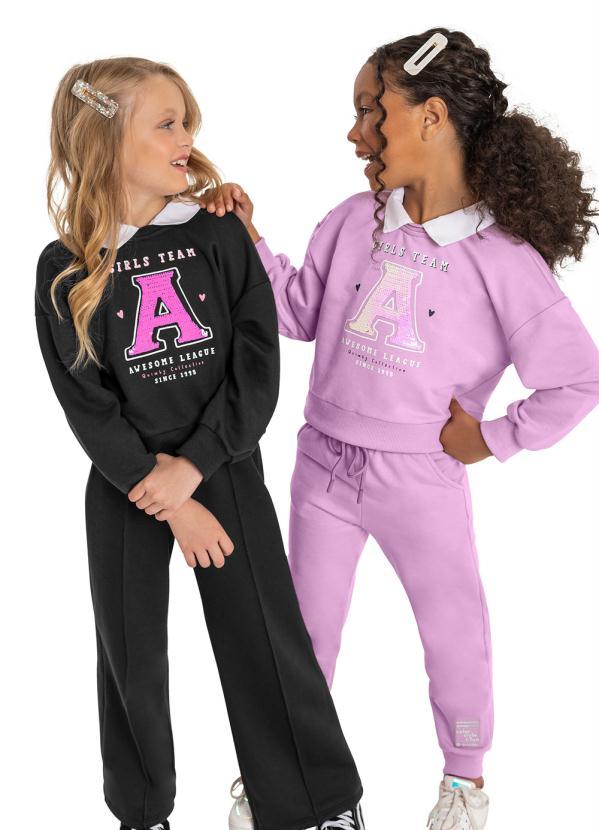 Quimby - Blusão Cropped Moletom Infantil Roxo 3