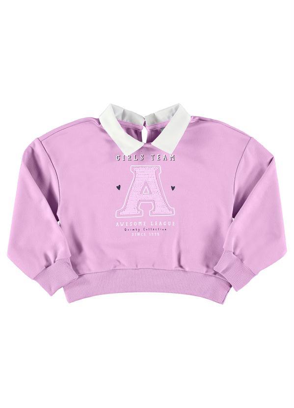 Quimby - Blusão Cropped Moletom Infantil Roxo 4