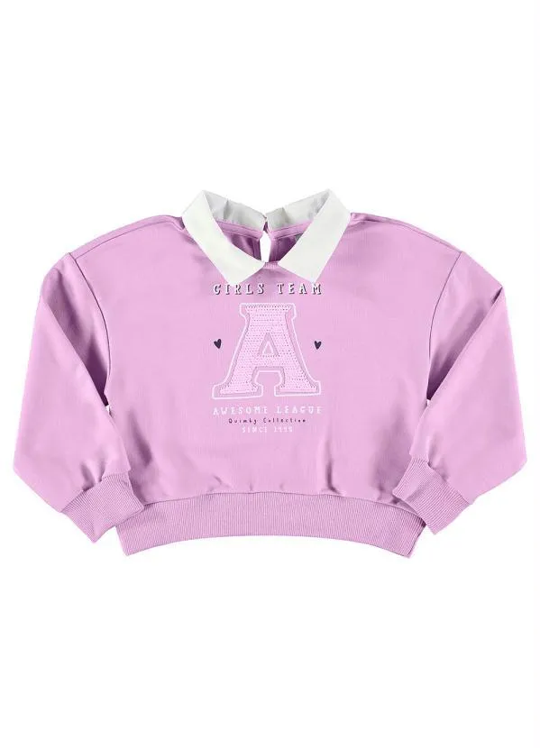 Quimby - Blusão Cropped Moletom Infantil Roxo 4