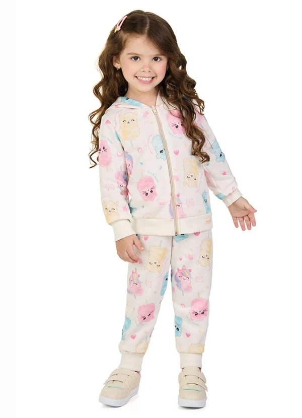 Marlan - Conj. Menina Jaqueta e Calça Algodocinhos Bege