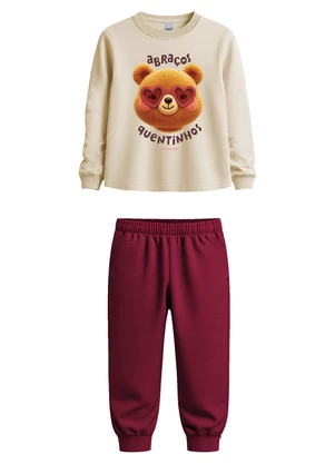 Malwee Kids - Conjunto Abraços Quentinhos em Moletom Bege - MALWEE KIDS