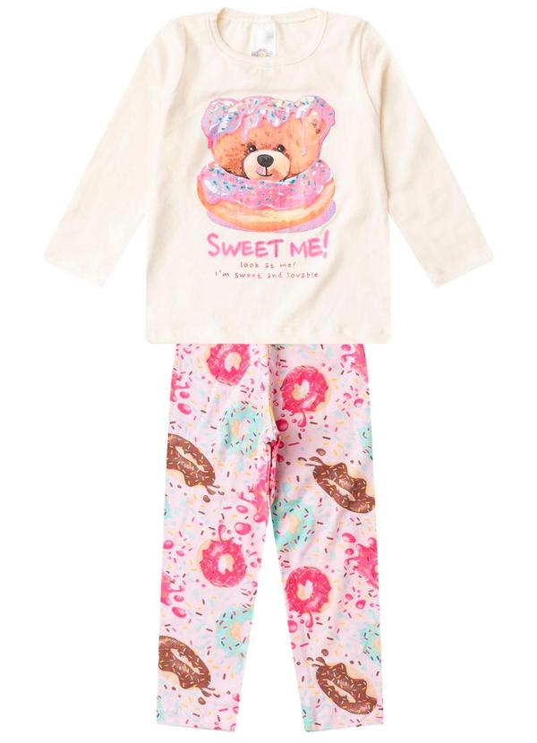 Select - Conjunto Algodão Menina Blusa Longa e Calça Bege