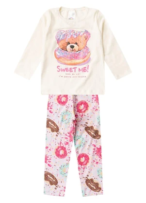 Select - Conjunto Algodão Menina Blusa Longa e Calça Bege - SELECT