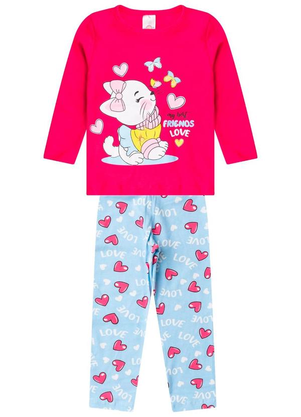 Select - Conjunto Algodão Menina Blusa Longa e Calça Rosa