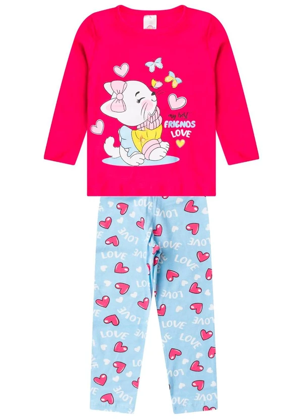Select - Conjunto Algodão Menina Blusa Longa e Calça Rosa