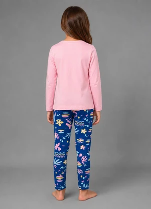 Select - Conjunto Algodão Menina Blusa Longa e Calça Rosa - SELECT