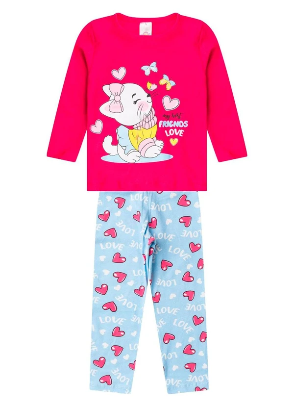 Select - Conjunto Algodão Menina Blusa Longa e Calça Rosa