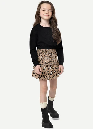 Carinhoso - Conjunto Animal Print Clochard Menina Preto - CARINHOSO