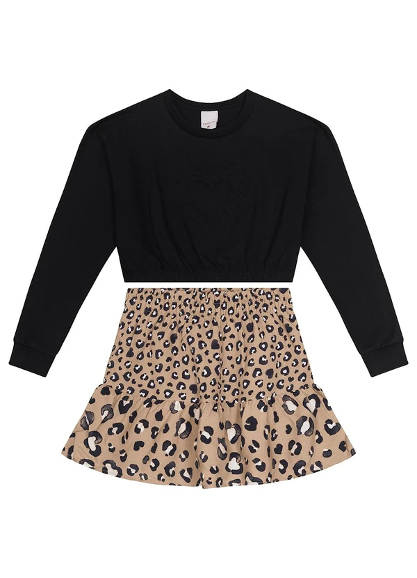 Carinhoso - Conjunto Animal Print Clochard Menina Preto 2