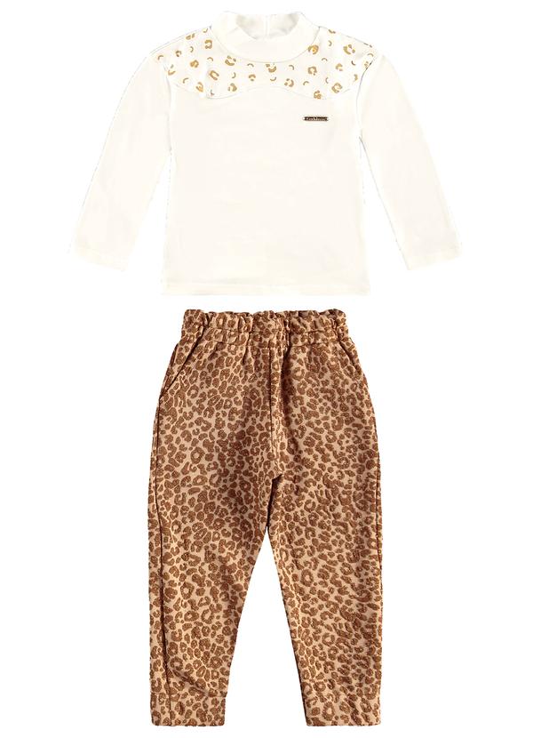 Carinhoso - Conjunto Animal Print com Lurex Bege