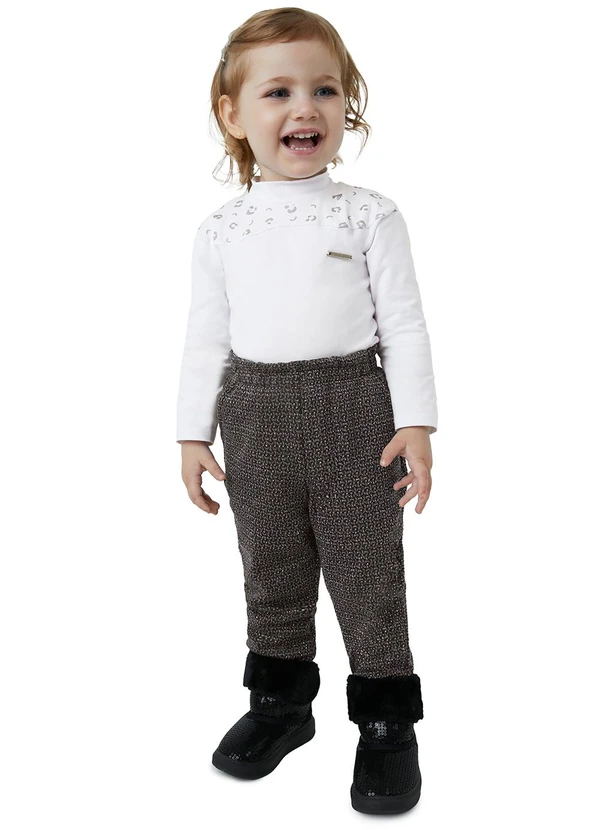 Carinhoso - Conjunto Animal Print com Lurex Branco