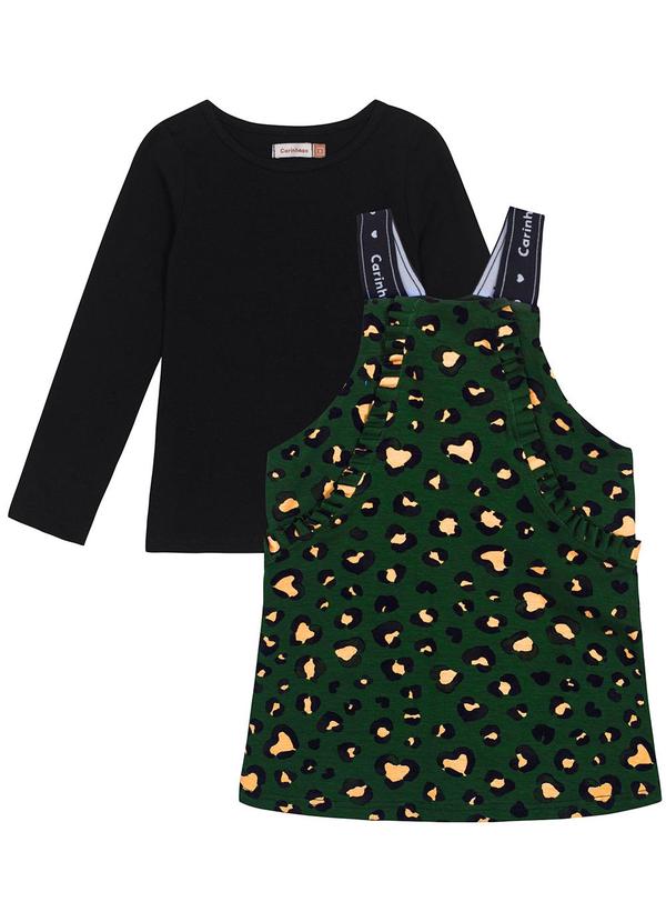 Carinhoso - Conjunto Animal Print em Cotton Menina Preto