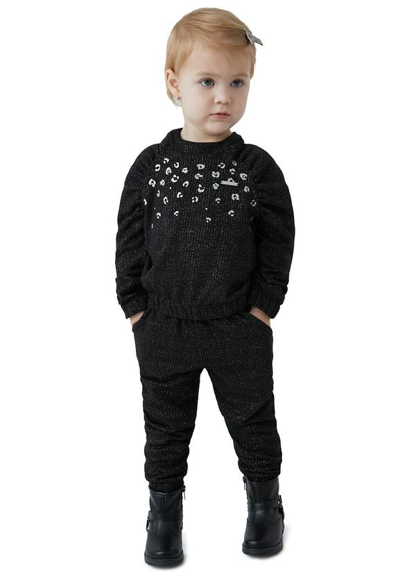 Carinhoso - Conjunto Animal Print Metalizado Preto