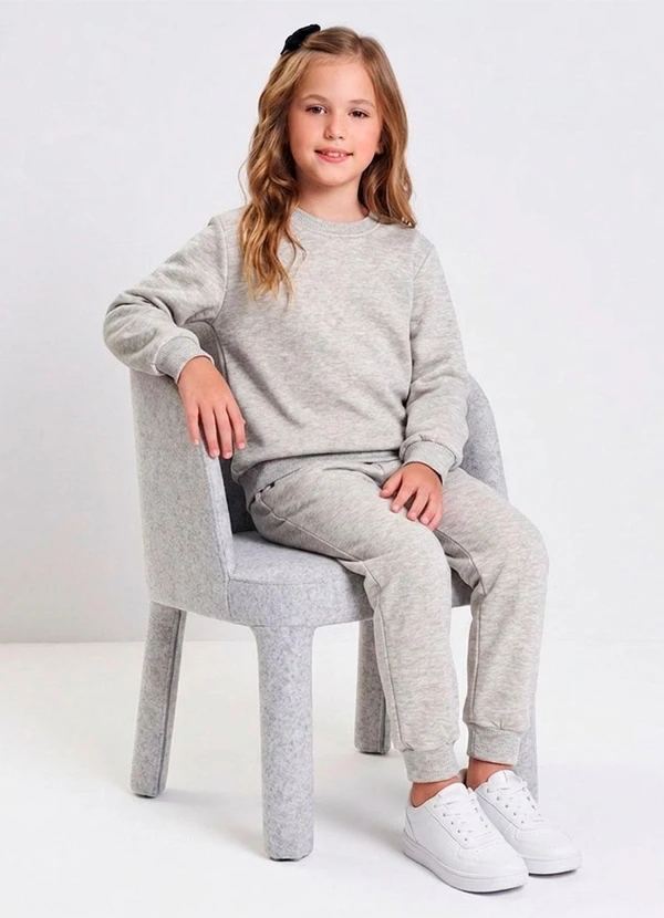 Abrange - Conjunto Básico Infantil Menina Cinza Claro