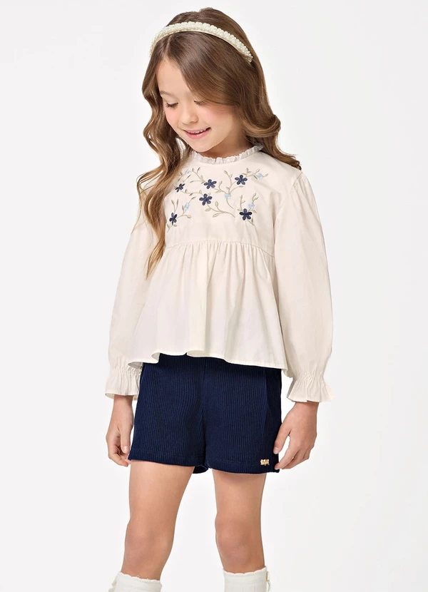 Trick Nick - Conjunto Bata com Shorts Tricoline Azul 1