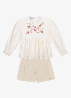 Trick Nick - Conjunto Bata com Shorts Tricoline Bege - TRICK NICK