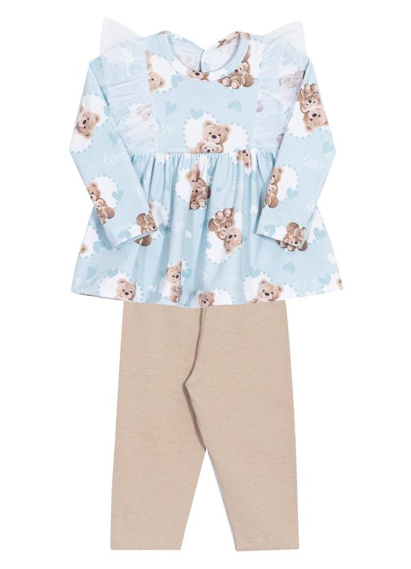 Randa Mundu - Conjunto Bata Cotton/ Legging Molecotton Azul