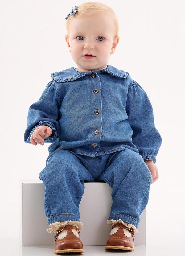 Up Baby - Conjunto Bata e Calça Bebê Menina Azul